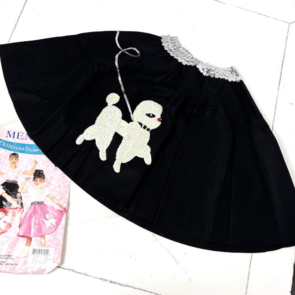 50’s Black Poodle Felt Skirt Childs New Old Stock La Mendola NOS NWT